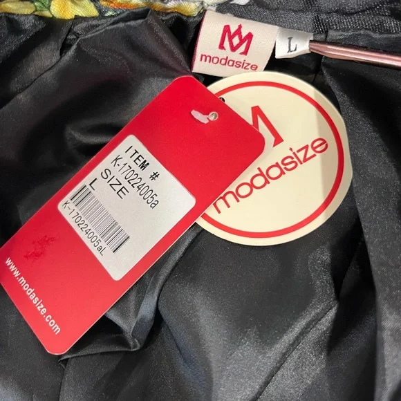 Modasize Black Fruit Print Pleated Midi Skirt Size L - Picture 6 of 8